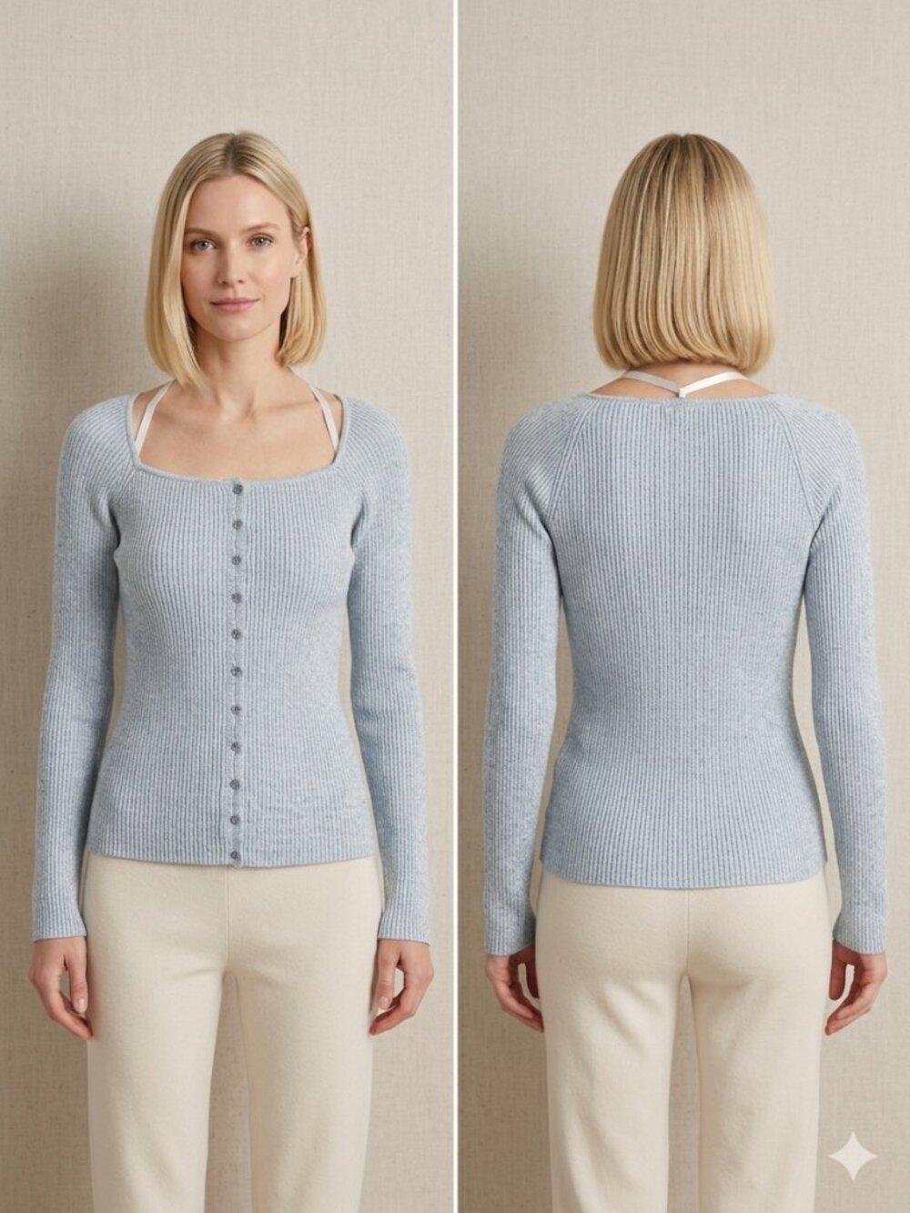 NWT NAADAM Cotton Cashmere Sweetheart Rib Cardigan Ice Blue Size XS Sweater